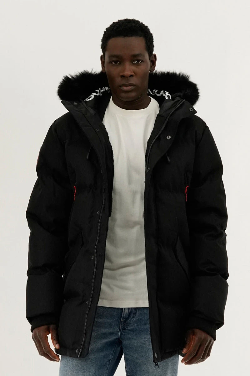 Super Triple Goose Faux Fur Lined Backpack Strap Parka Jacket