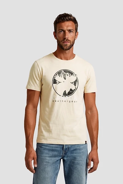 Short Sleeve Printed Tee - Cream