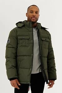 Quilted Puffer Parka Jacket - Olive