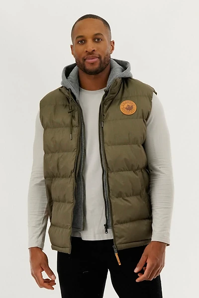 Hooded Puffer Vest - Olive