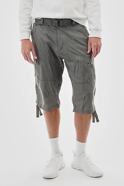 Striped Belted Cargo Shorts