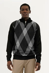 Canada Weather Gear Argyle Print 1/4 Zip Pullover Sweater