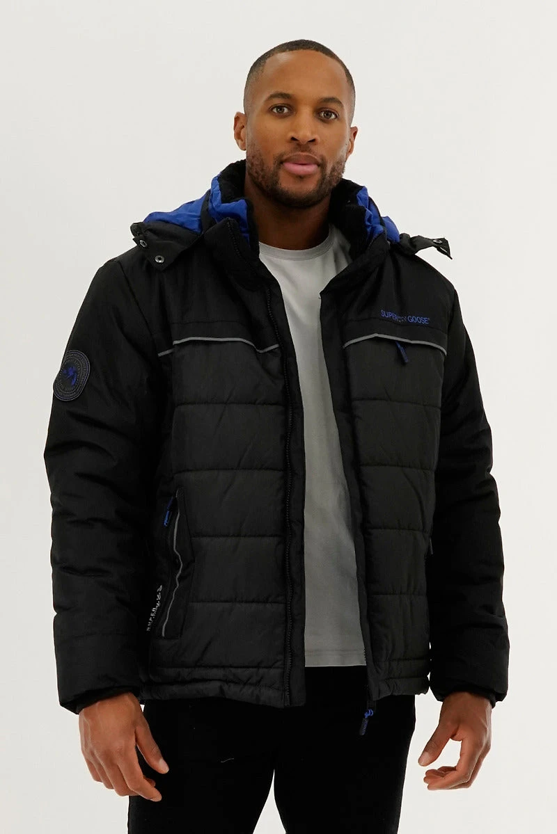 Super Triple Goose Contrast Lining Puffer Bomber Jacket