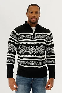 Canada Weather Gear 1/4 Zip Printed Pullover Sweater