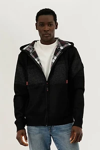 Canada Weather Gear Plaid Lined Striped Zip Up Hoodie