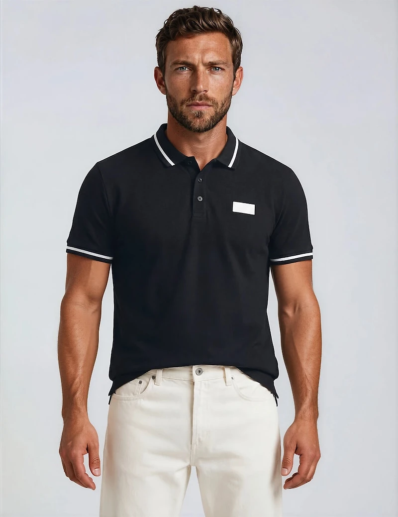 Classic Contrast Polo - Black