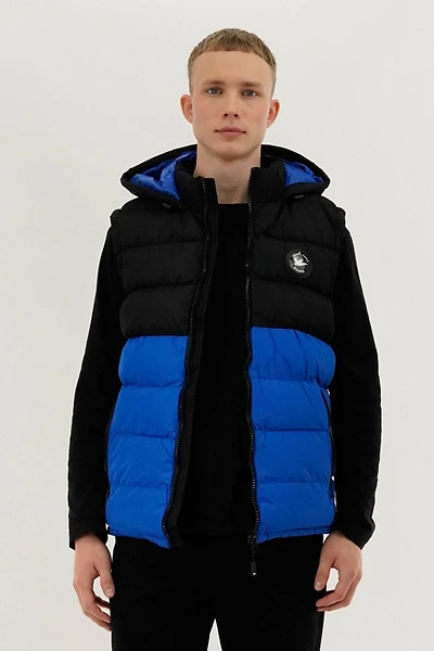 Super Triple Goose Colour Block Hooded Vest - Blue