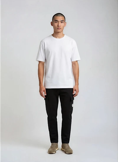 Joggers with White Logo Patch Pockets