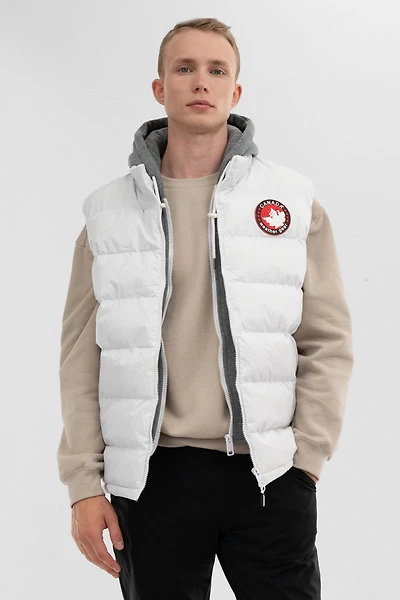 Canada Weather Gear Hooded Puffer Vest - White
