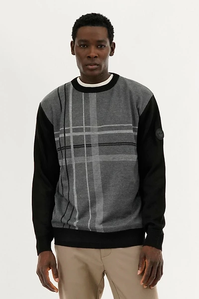 Patterned Crewneck Pullover Sweater