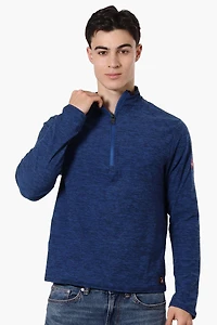 Basic 1/4 Zip Long Sleeve Top - Navy