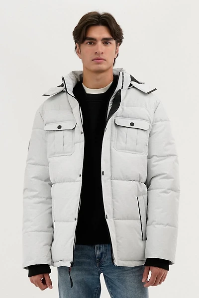 Quilted Puffer Parka Jacket - White