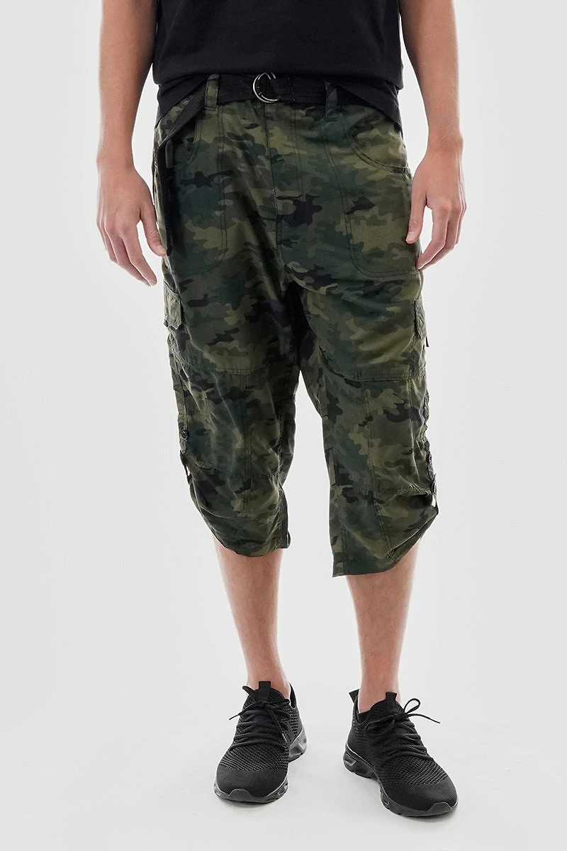 Canada Weather Gear Belted Camo Print Cargo Shorts - Olive