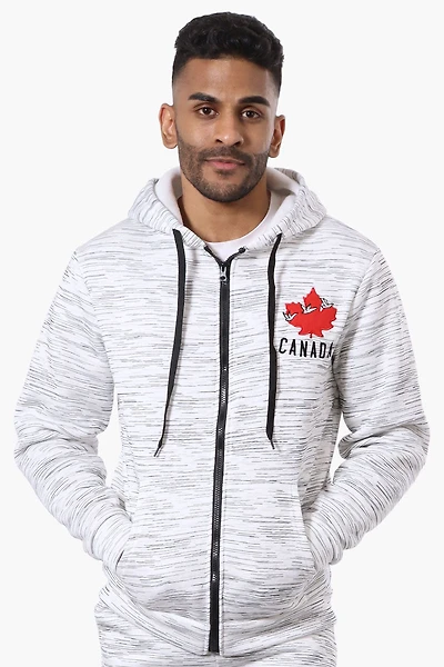 Canada Weather Gear Patterned Zip Up Hoodie - White