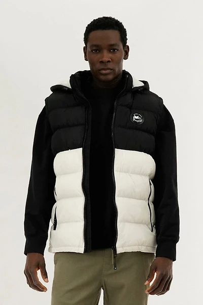 Colour Block Hooded Vest - White