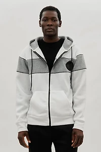 Colour Block Zip Up Hoodie - White