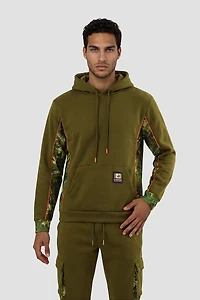 Long Sleeve Camo Print Hoodie - Olive
