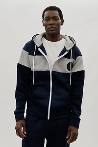 Colour Block Zip Up Hoodie - Navy