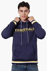 Striped Cuff Detail Hoodie - Navy