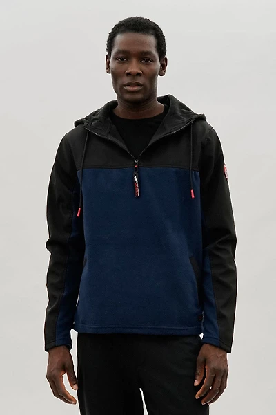 Colour Block Half Zip Hoodie - Navy