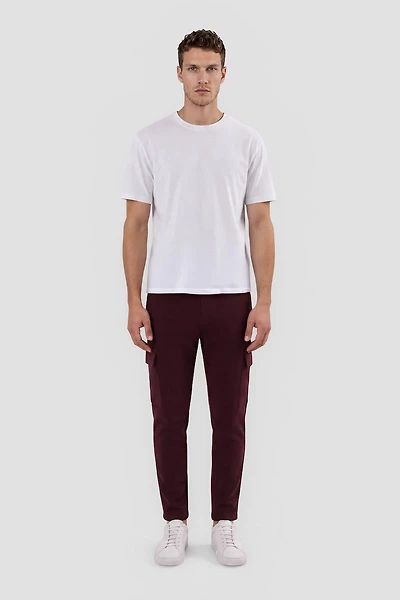 Cargo Joggers With Drawstrings - Burgundy