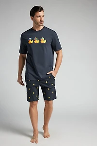 Duck Print Short Cotton Pajamas