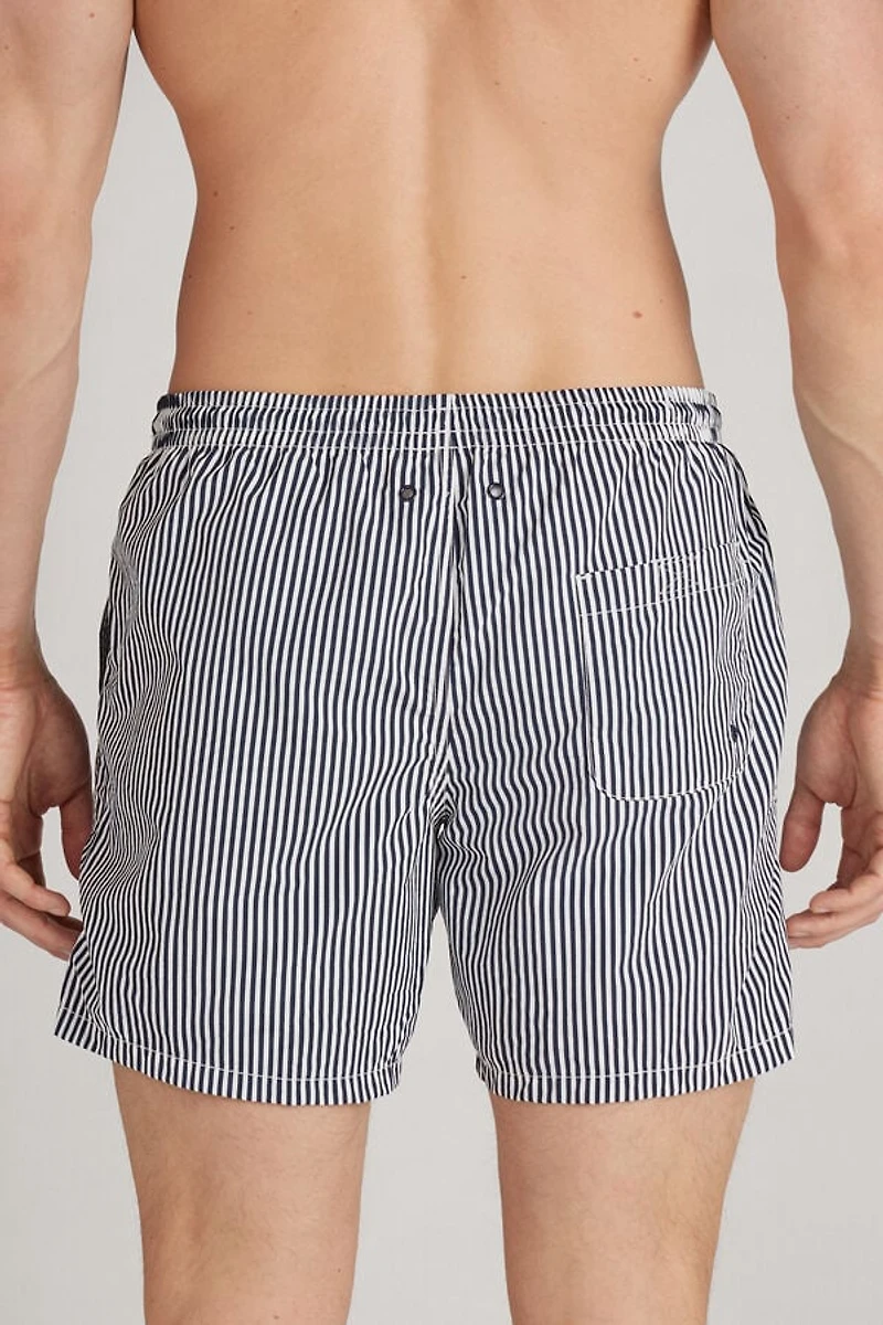 Stripe Print Swim Trunks
