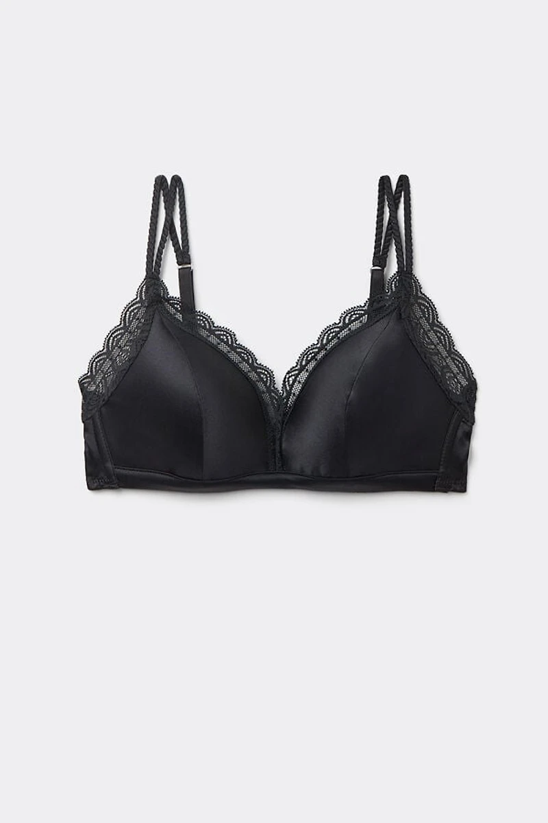 Tiziana Wireless Plunge Triangle Bra Silk and Lace
