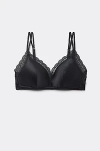 Tiziana Wireless Plunge Triangle Bra Silk and Lace
