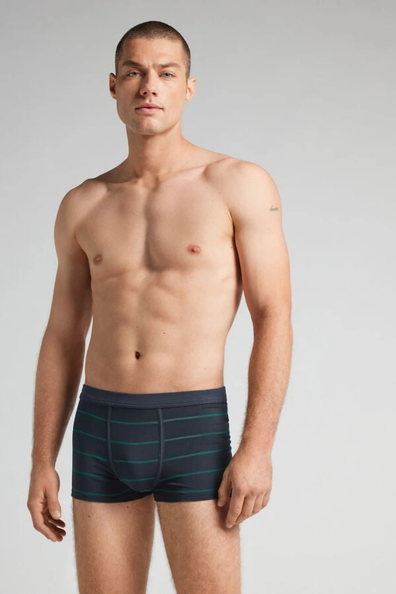 Blue Green Stripe Print Superior Cotton Boxers