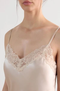 Silk Slip with Lace Insert Detail