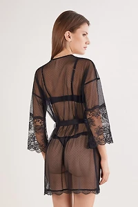 La Vie en Rose Tulle and Lace Robe