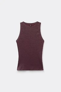 Ribbed Cotton Lamé Tank Top