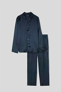 Striped Silk Full Length Pajamas