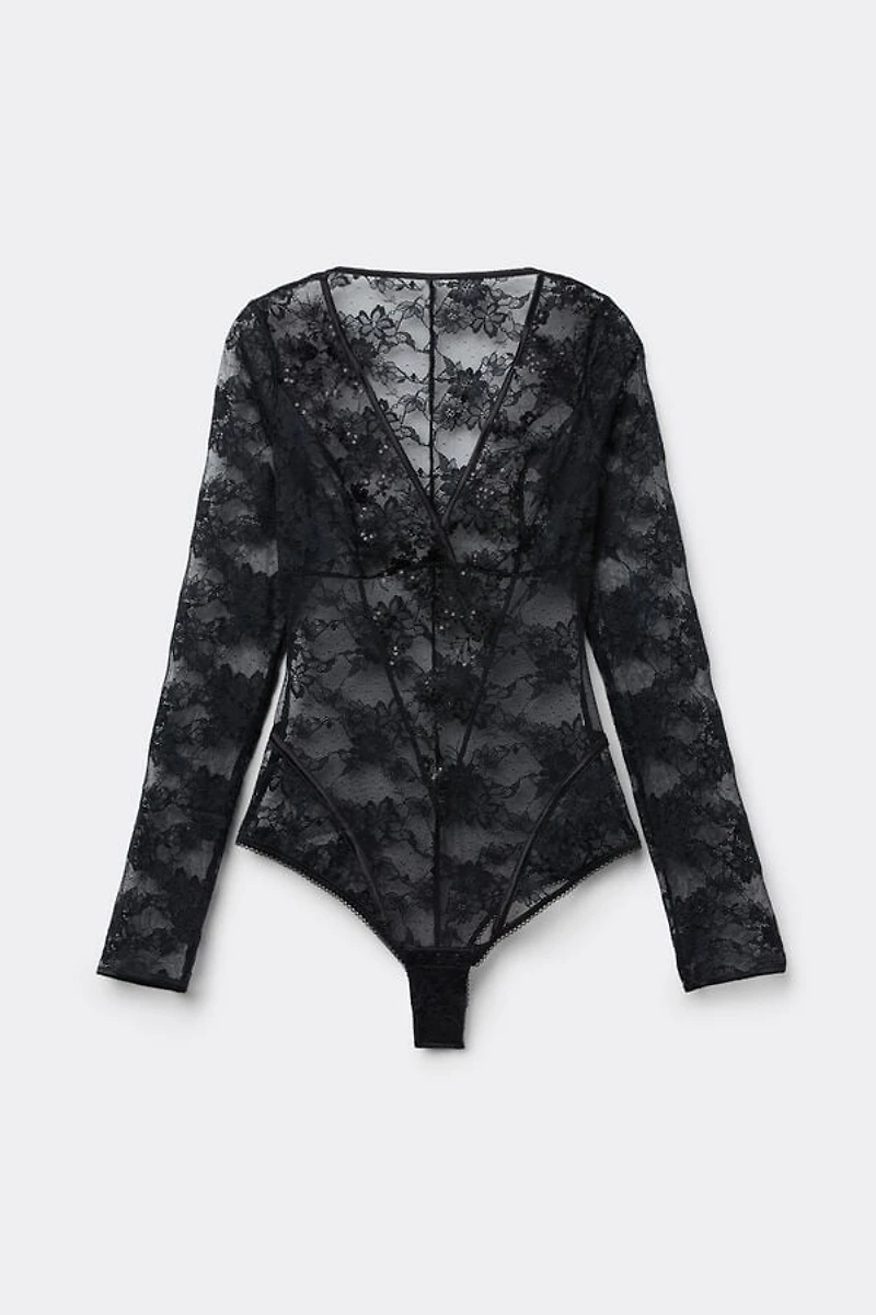 Couture de Nuit Long Sleeve Lace Bodysuit