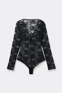 Couture de Nuit Long Sleeve Lace Bodysuit