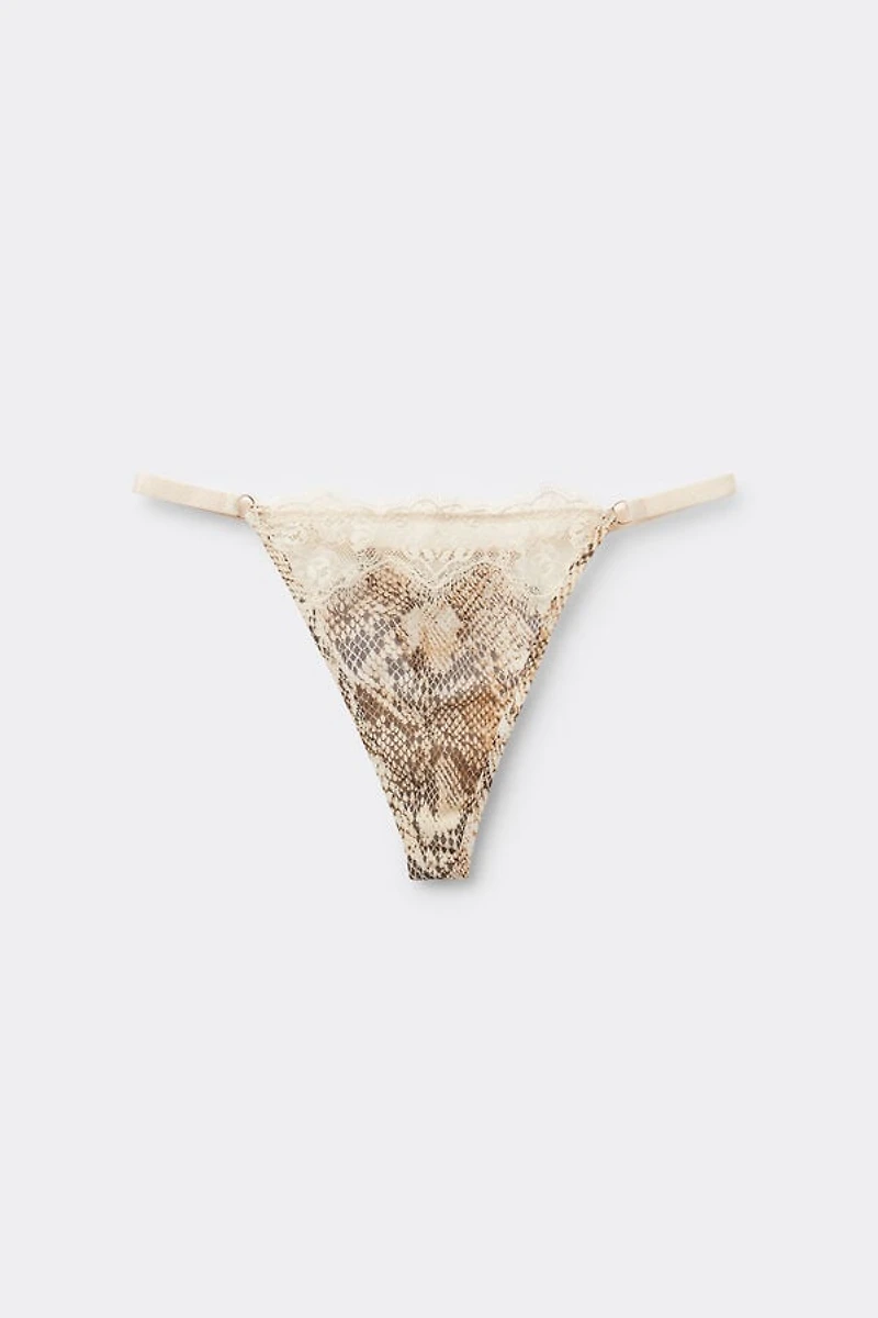 Seductive Glamour Snakeskin Print String Thong