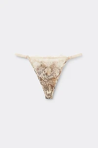 Seductive Glamour Snakeskin Print String Thong