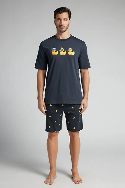 Duck Print Short Cotton Pajamas