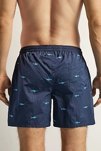 Embroidered Shark Swim Trunks