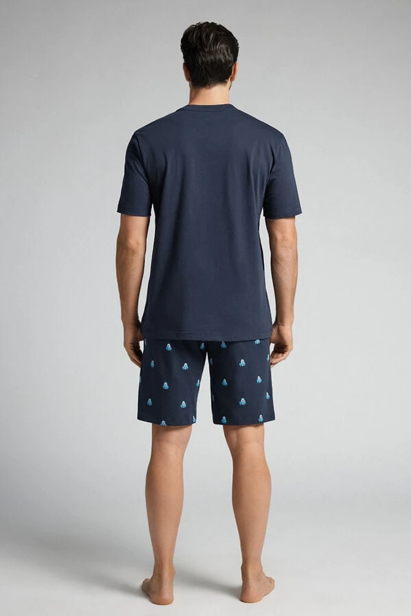 Octopus Print Short Cotton Pajamas