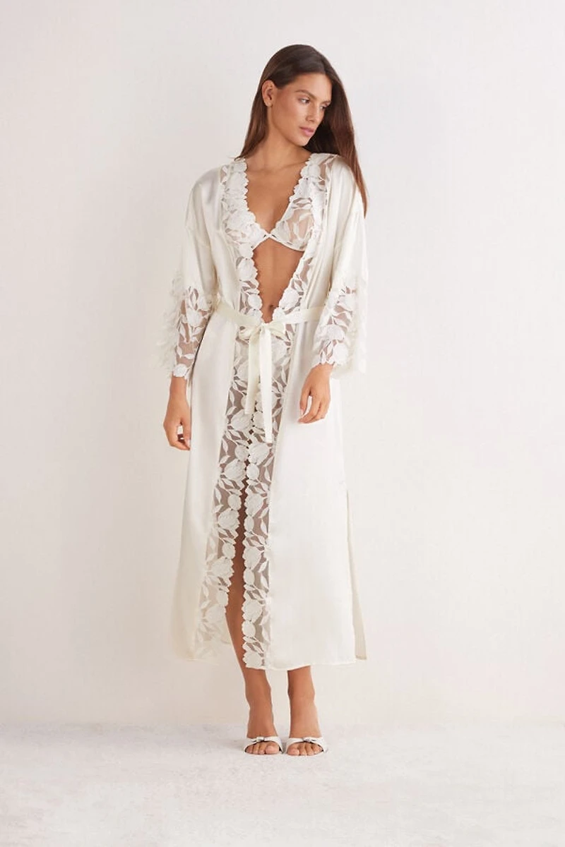 All About Flowers Long Silk Robe