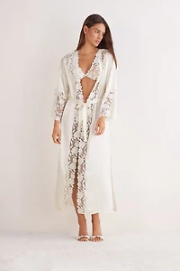 All About Flowers Long Silk Robe