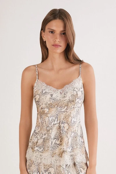 Seductive Glamour Snakeskin Print Viscose Satin Top