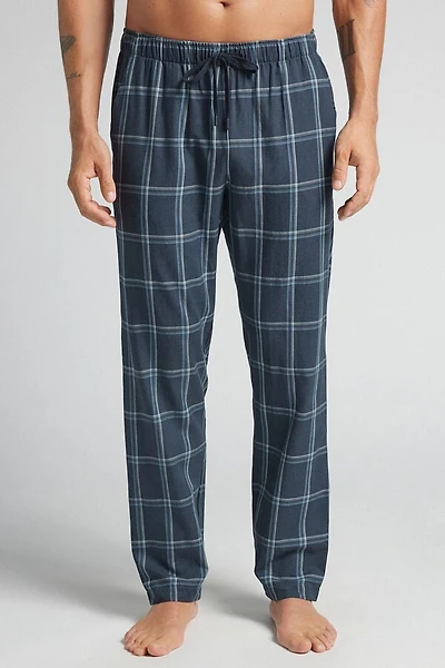 Full Length Pants Denim Check Print Cloth