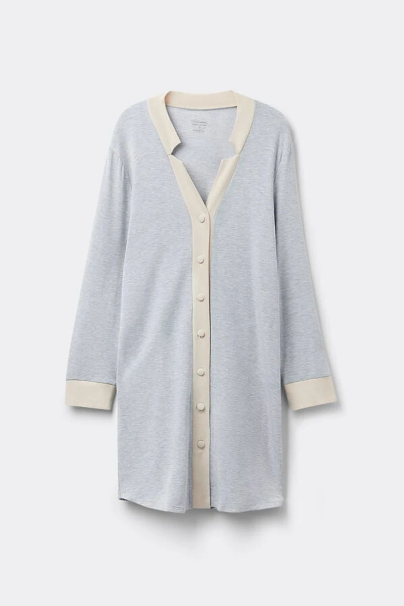 Cold Winter Night Button Up Nightshirt Modal with Wool
