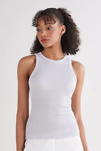 Ribbed Cotton Lamé Tank Top