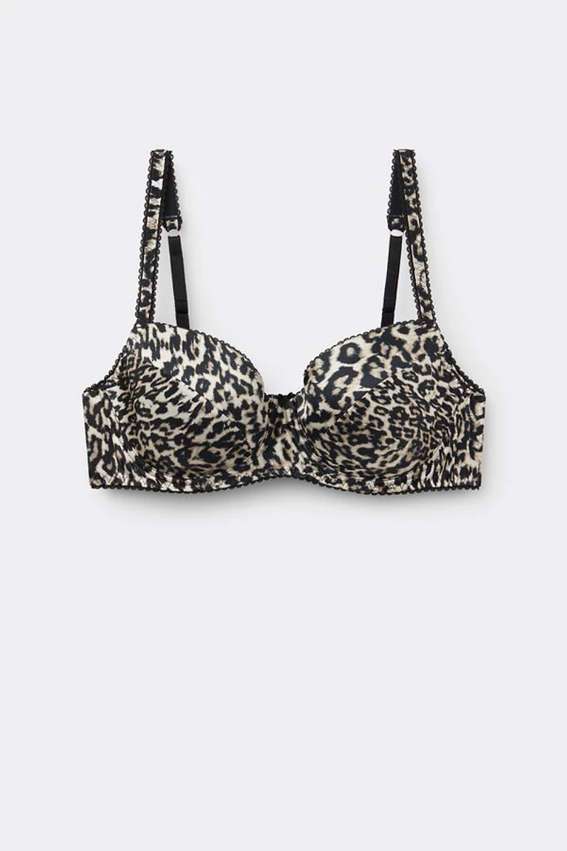 A Moment of Glamour Animal Print Silk Sofia Balconette Bra