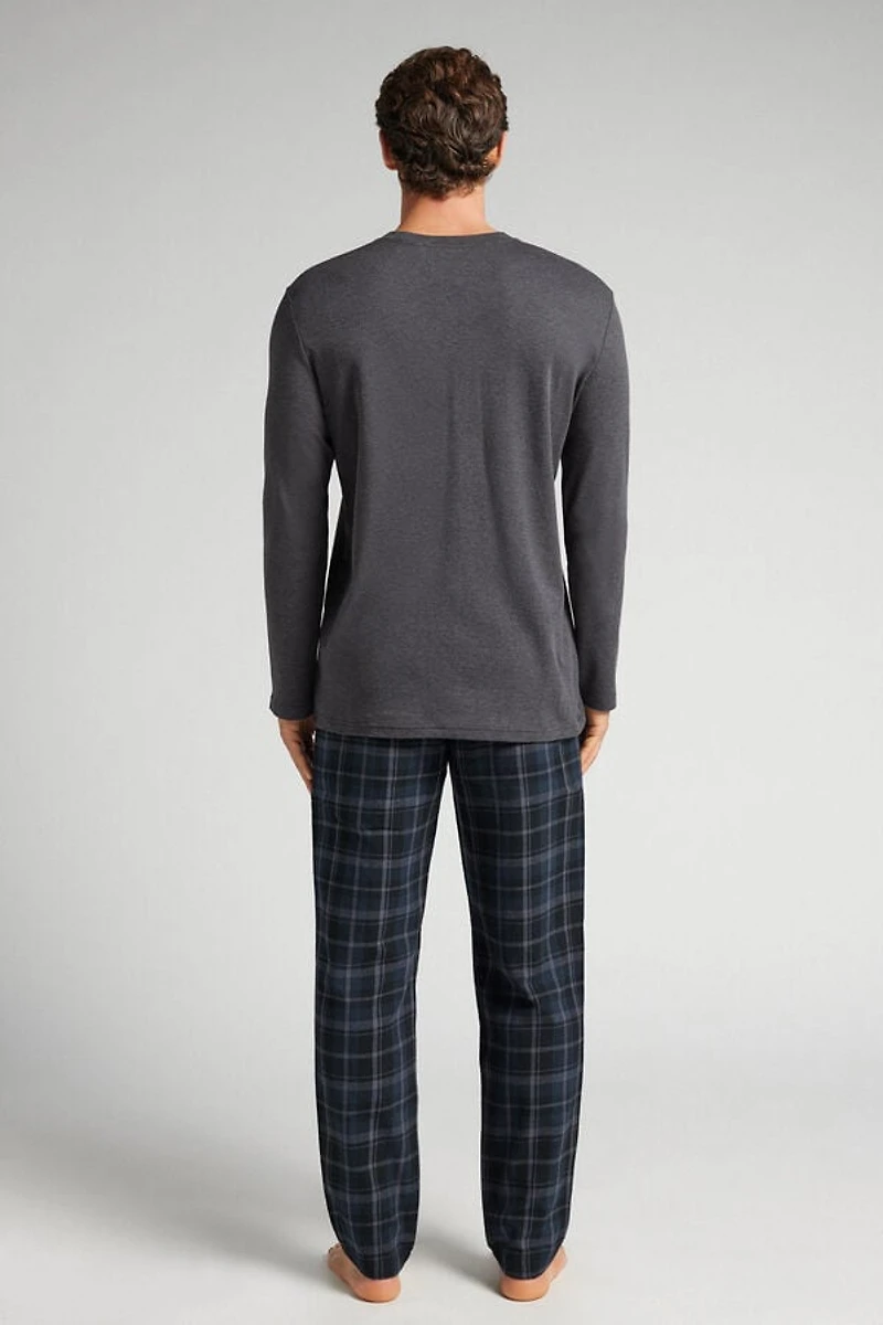 Check Print Full Length Cotton Pajamas