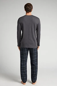 Check Print Full Length Cotton Pajamas